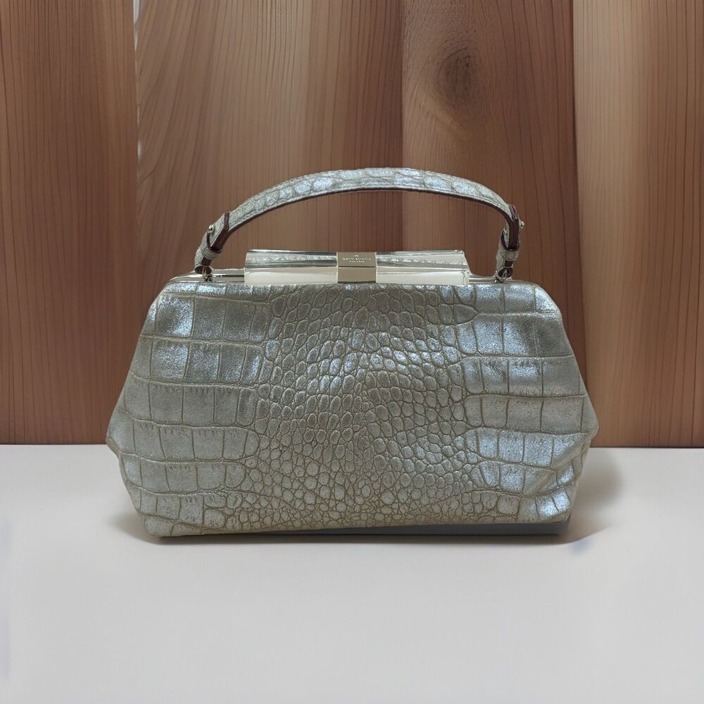 Kate Spade Moon Dance Madeline Satchel Frame Bag, Embossed Gold Suede Crossbody